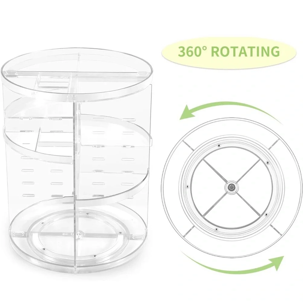Othr Clear Acrylic 360° Rotating Makeup Organizer with Multi-Tier Compartments
